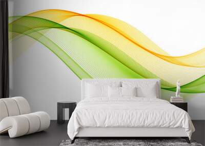 Abstract vector background with yellow green smooth color wave. Wall mural