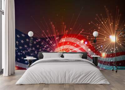 Fireworks background for 4th of July Wall mural