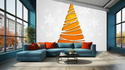 merry christmas tree greeting card. paper design Wall mural