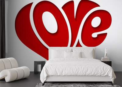 valentines card with love lettering Wall mural