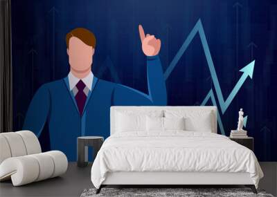 A man in a suit against the background of the graphic. Background for business presentation Wall mural