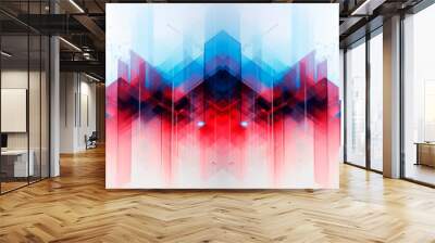 Background with business growth graph, blue and red colors. Abstract image of graphs, geometric shapes, scales of growth and decline. Background for business presentations. Bright stylized background Wall mural