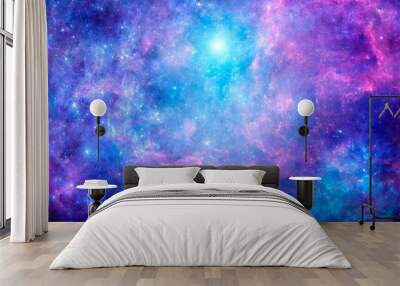 Bright purple cosmic background with nebula and stardust Wall mural