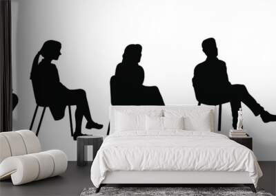 Business peiple sitting on conference or other meeting silhouette. Students sitting on the chairs vector illustration Wall mural