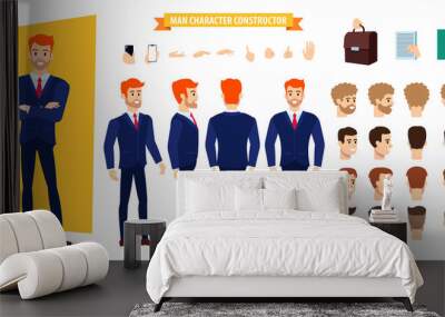 Businessman character constructor vector illustration. Male cartoonish caharacter perfect for animation Wall mural