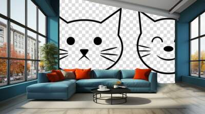 Cat line icons. Vector illustration isolated on transparent background Wall mural