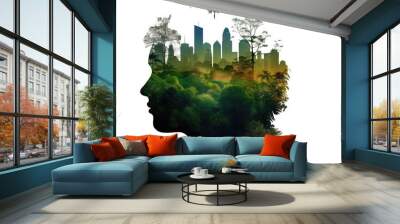 City landscape double exposure illustration - Generative AI. Wall mural