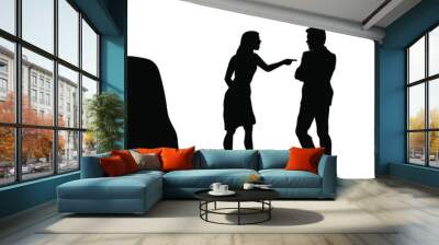 couple quarreling silhouette vector illustration isolated on white background. break up concept. Wall mural