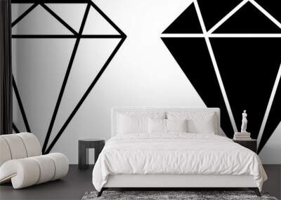 Diamond icon in flat and line style. Royal diamond icons. PNG image Wall mural