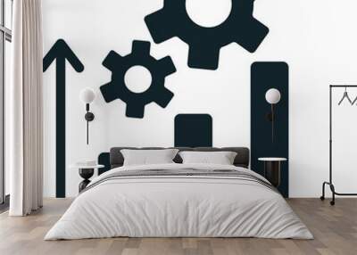 Gears increasing productivity with growing statistics chart Wall mural