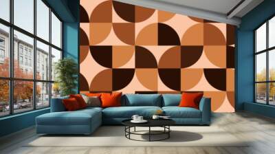 Geometric abstract pattern in brown colors. Pattern of pieces square shapes. Horizontal coffee color geometric pattern Wall mural