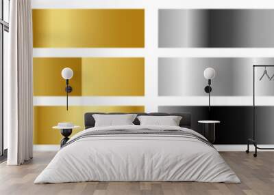 Gold and silver gradient set. Luxury design for award, medal, win and etc. Vector illustration isolated on white background Wall mural