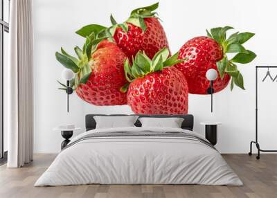 juicy sweet strawberies isolated on white Wall mural