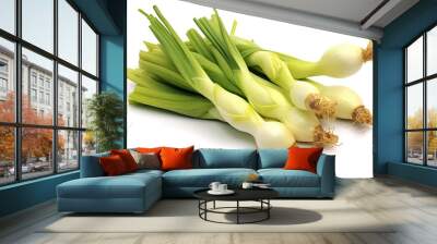 Leeks photo realistic illustration - Generative AI. Wall mural