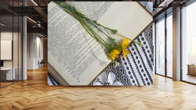 open book with flowers Wall mural