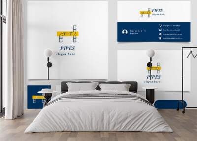 Pipes logo design with editable slogan. Branding book and business card template. Wall mural