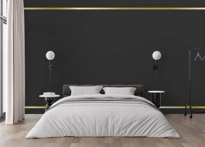 Rectangle gold frame on the gray background. Golden luxury realistic rectangle border Wall mural