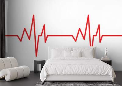 Red heartbeat line vector template. Heart cardiogram line symbol isolated on white background Wall mural