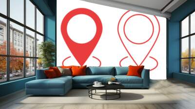 Red map pin icons. Symbol for website design, logo, app, UI. Vector illustration, EPS10 Wall mural