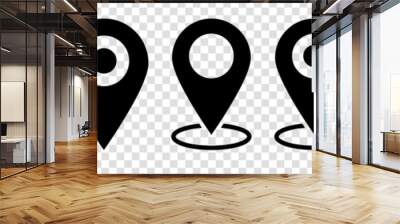 Set of map pin icons. Modern map markers. location pin sign. Vector icon isolated on transparent background Wall mural