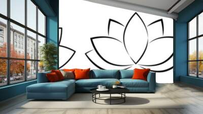 Set of outline lotus icons. Vector illustration isolated on white background Wall mural