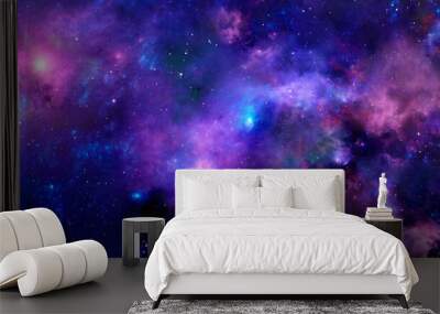 The night starry sky with a bright purple nebula Wall mural