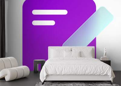 Vector modern trend icon in the style of glassmorphism with gradient, blur and transparency. edit document symbol and icon Wall mural