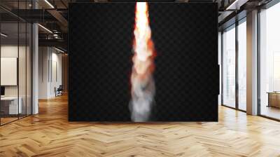 rocket fire and smoke trails, vector realistic spacecraft startup launch element. space rocket launc Wall mural