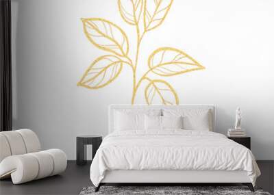 gold leaves isolated on white Wall mural