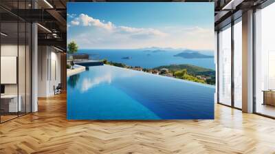  White hillside villa, poolside tranquility, and breathtaking sea vistas. Wall mural