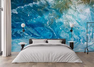 Abstraction. Ocean. Sea. Fluid art. Natural luxury. The style includes swirls of marble or ripples of agate. Very beautiful blue paint with the addition of gold powder Wall mural