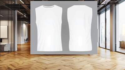 Men white sleeveless t shirt. vector illustration Wall mural