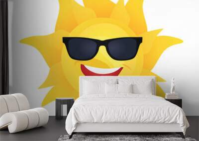 Smiling sun with sunglasses. vector illustration Wall mural