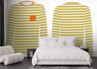 White and beige striped long sleeve t shirt. vector Wall mural