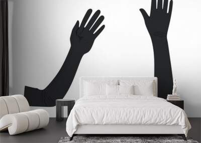 Woman black elegant gloves. vector Wall mural