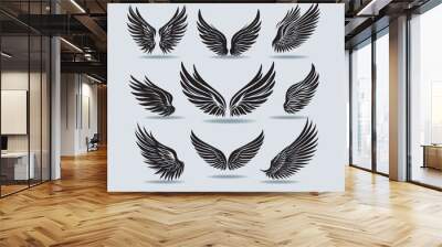 A collection of modern vector wings Wall mural