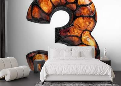 3D number 3 with halloween texture realistic modern design, soft lighting, white background Wall mural