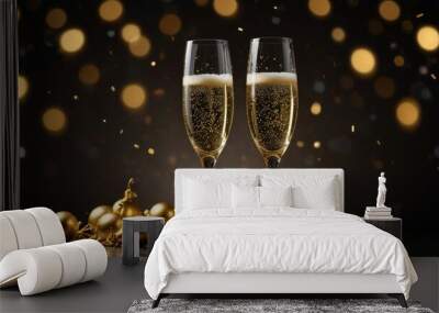 A festive theme featuring champagne wine.  AI generated. Wall mural