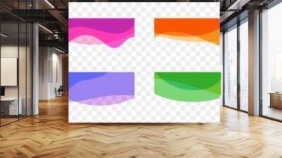 Abstract wavy decor elements collection. Colorful curvy banner set isolated on transparent background Wall mural