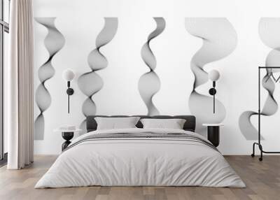 Abstract wavy lines collection. Blend stripe line art. Curved monochrome design elements set Wall mural