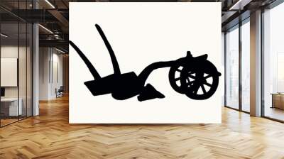 Ancient plow. Vector drawing object Wall mural