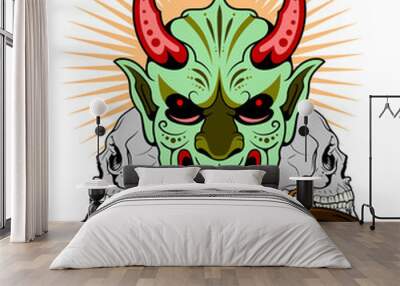 An image of an evil Japanese demon with horns Wall mural