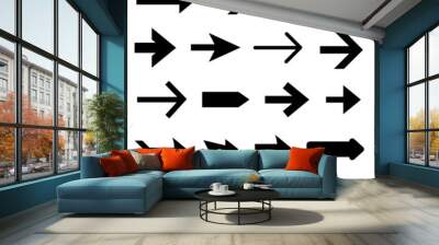 Arrows collection. Black arrow direction signs for navigation or web download button isolated vector Wall mural