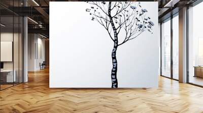 Birch. Vector drawing black pattern Wall mural