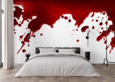 Bloody drops isolated on white background Wall mural