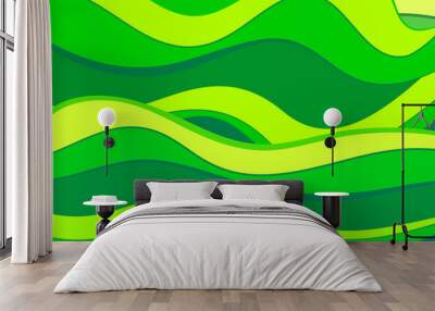 Bright green summer wave background Wall mural