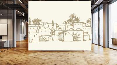 City in a desert. Vector drawing Wall mural