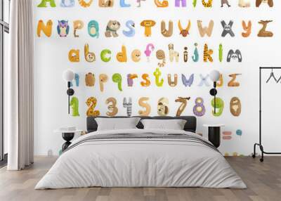 Collection of letters, numbers and punctuation marks from animals. Colorful alphabet for children. Wall mural