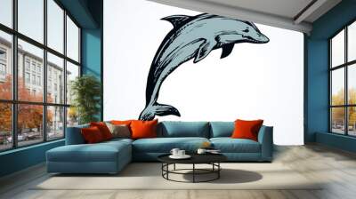 Dolphin. Vector drawing Wall mural