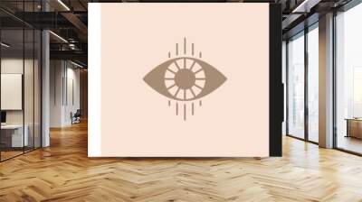 Evil eye icon set. Linear and gold mystic sight	 Wall mural